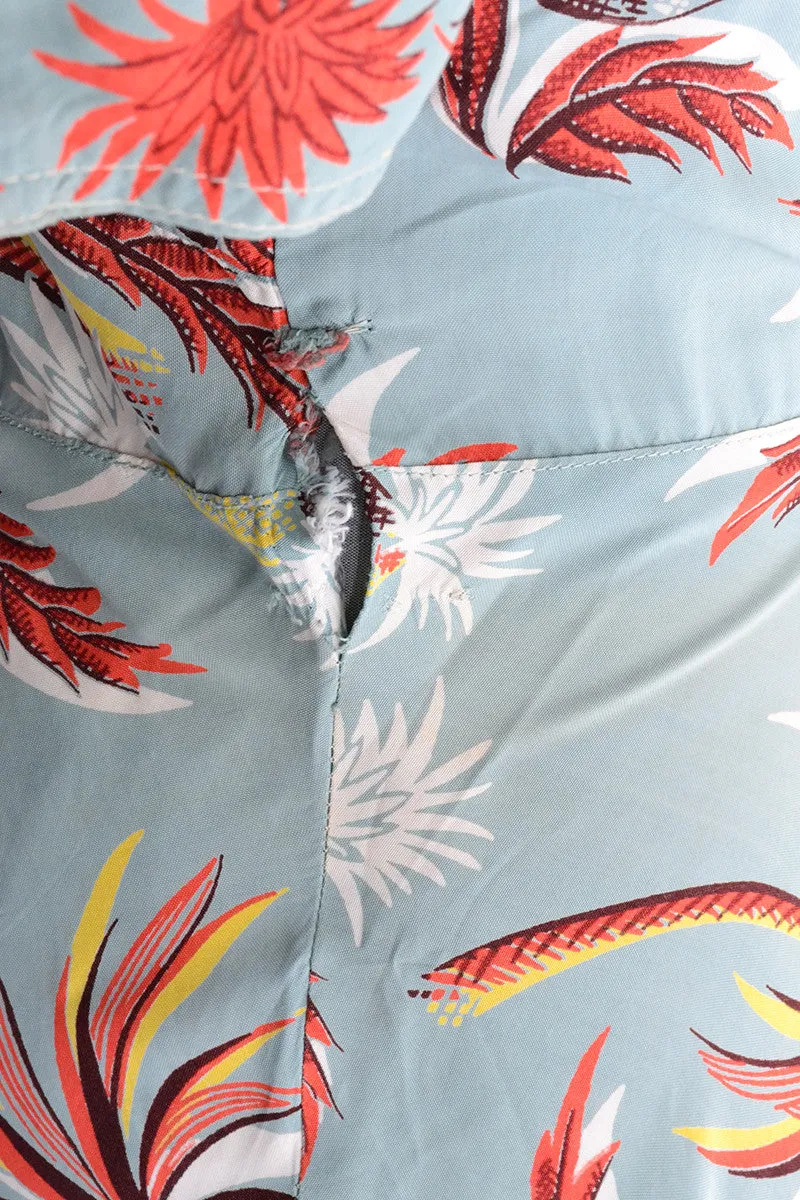 1940s Novelty Print Rayon Vintage Dress Palm Trees and Pineapple Size 10