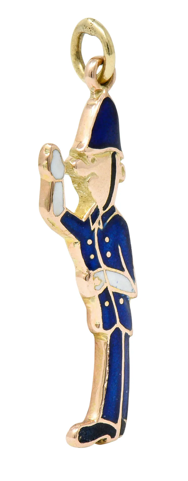 1952 Enamel 9 Karat Rose Gold British Bobby Police Officer Charm