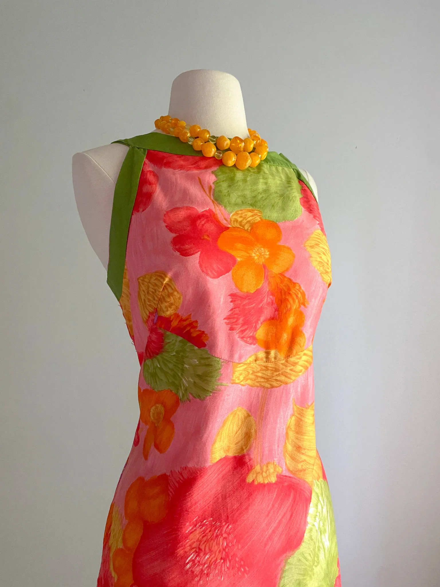 1960's Margo's Honolulu Floral Cotton Maxi Dress / Sz M/L