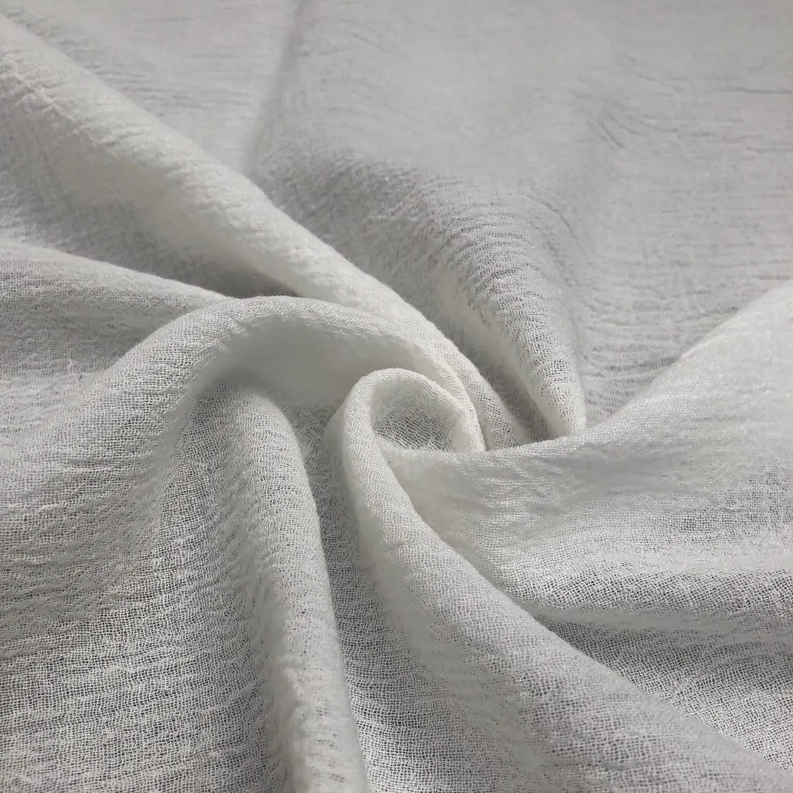 56" Off White Ivory & White 100% Cotton Gauze Wrinkly Woven Fabric By the Yard