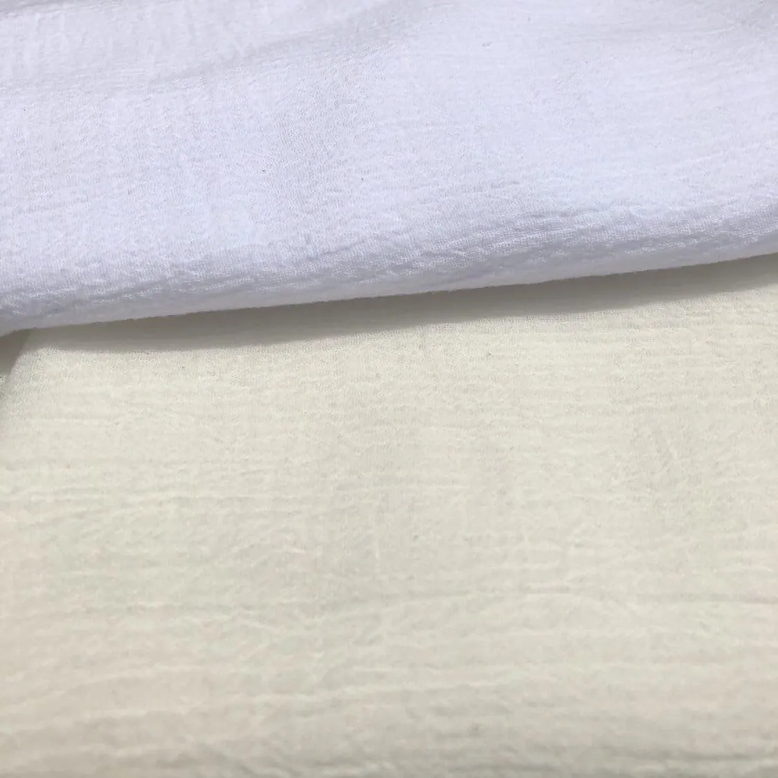 56" Off White Ivory & White 100% Cotton Gauze Wrinkly Woven Fabric By the Yard