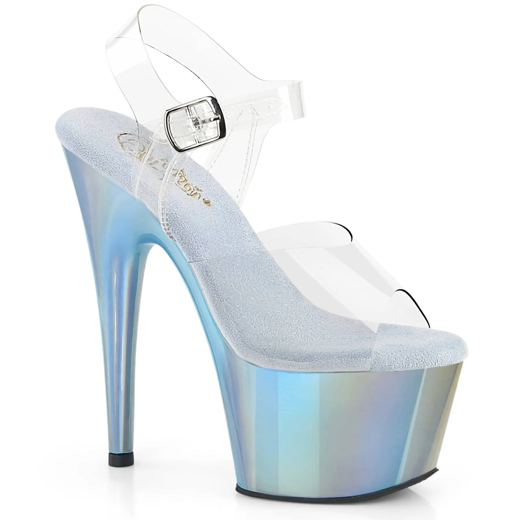 ADORE-708LQ Pink & Clear Ankle Peep Toe High Heel