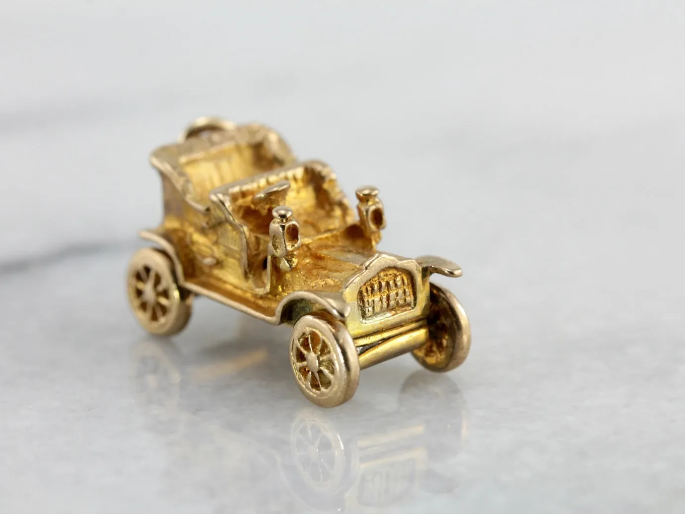 Antique Car Charm Crafted of English Yellow Gold