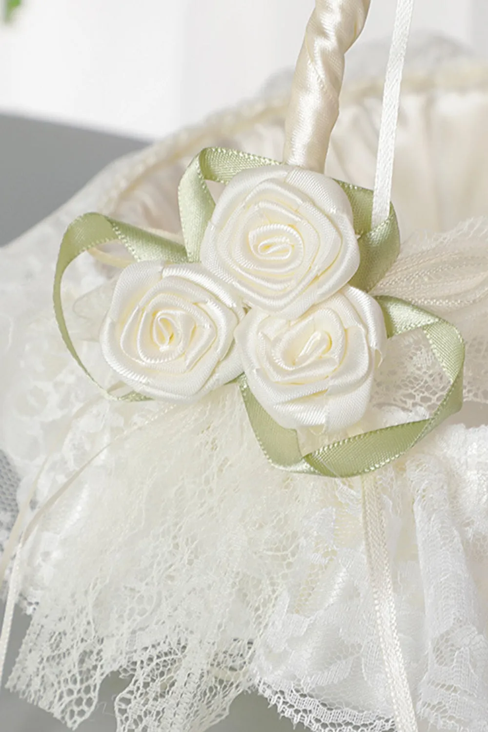 Apricot Wedding Flower Basket with Lace