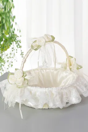 Apricot Wedding Flower Basket with Lace