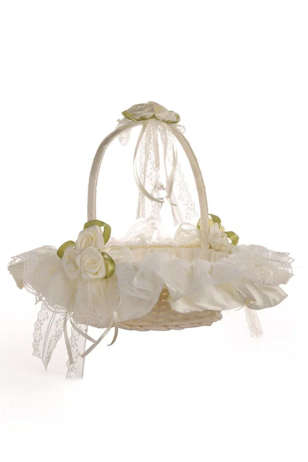 Apricot Wedding Flower Basket with Lace