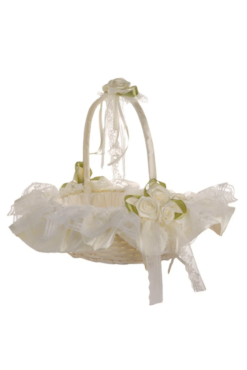 Apricot Wedding Flower Basket with Lace