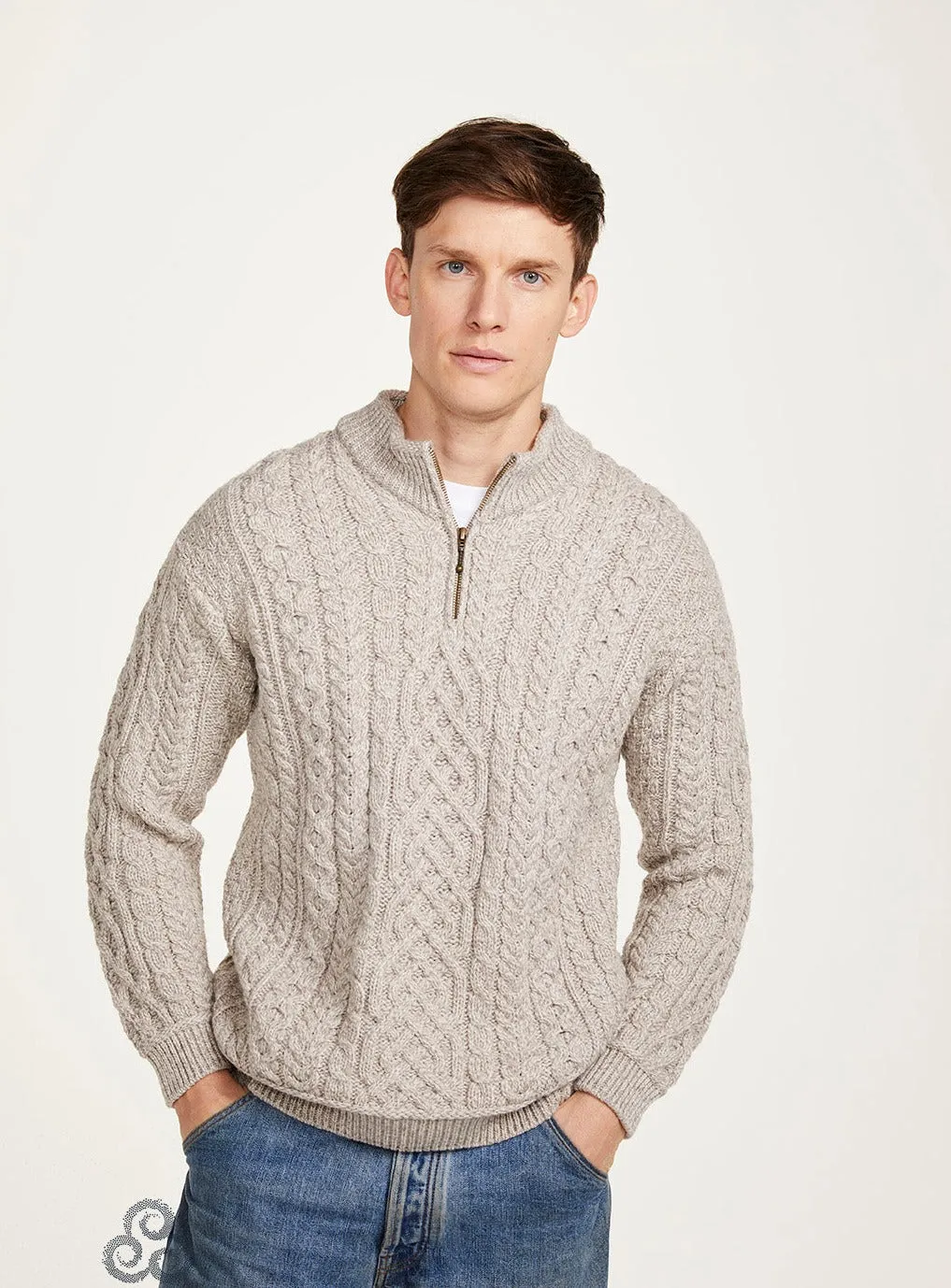 Aran - Half Zip Sweater - Oat