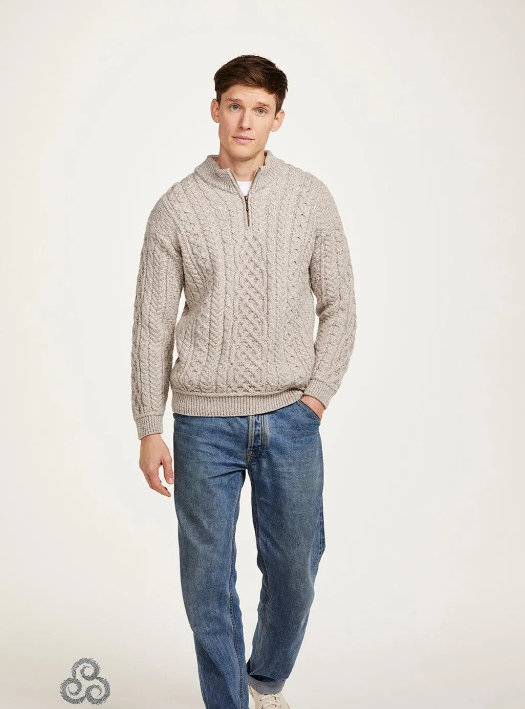 Aran - Half Zip Sweater - Oat