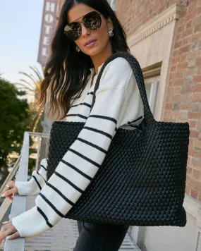 At My Side Woven Leather Tote With Insert