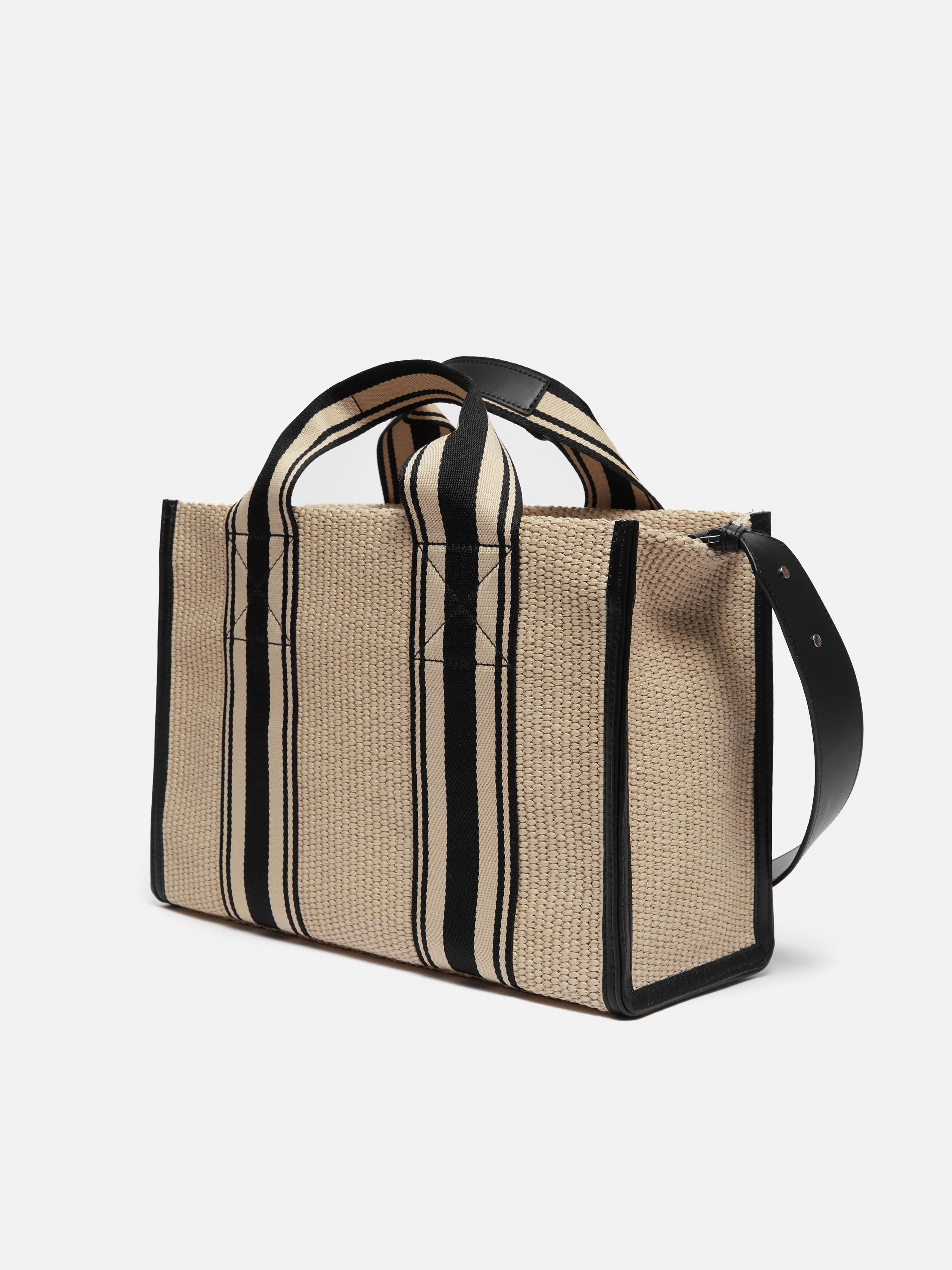 Athena Stripe Woven Tote | Natural