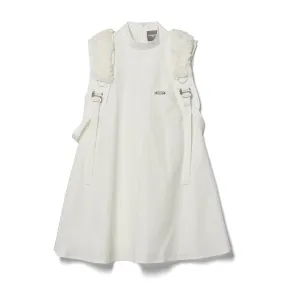 BABYDOLL DRESS WITH FAUX FUR HARNESS - WHITE