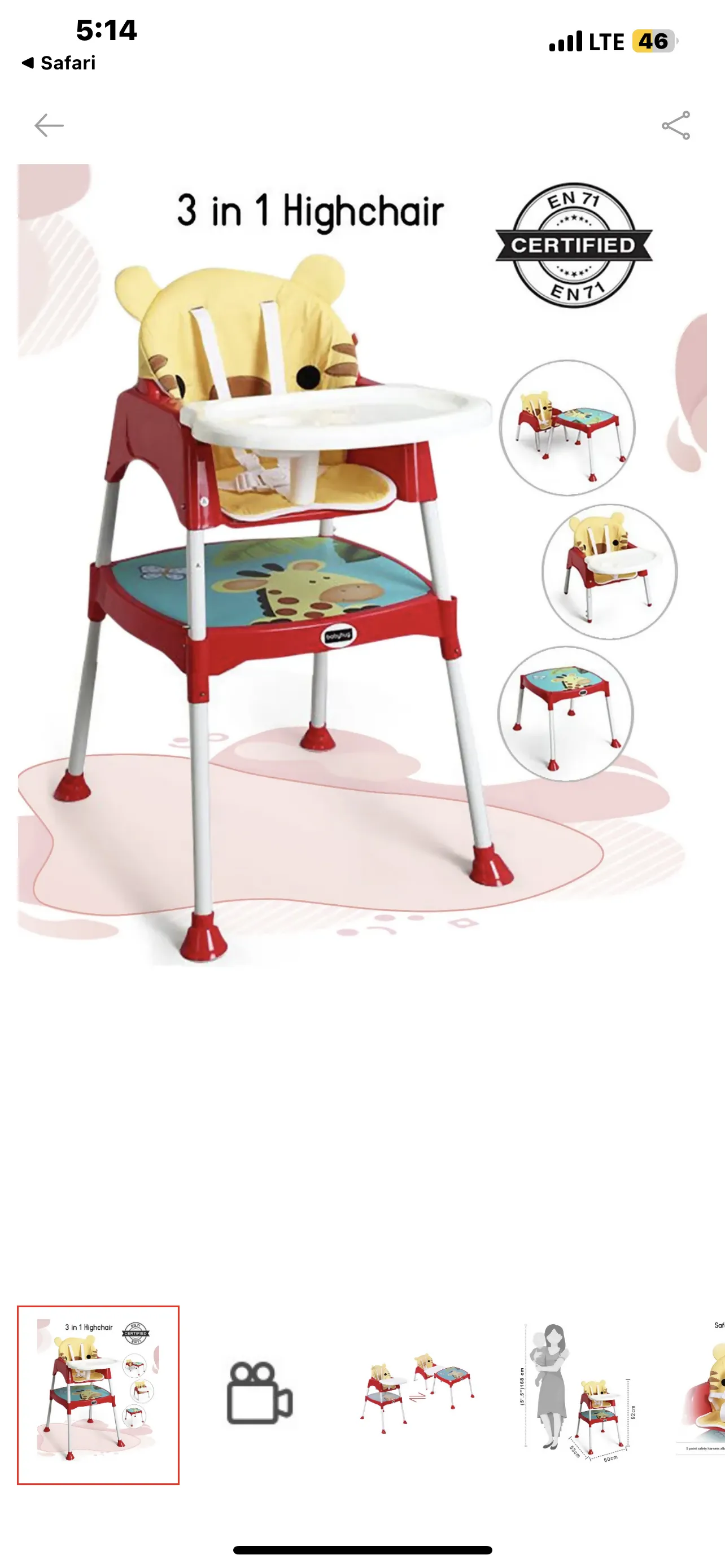 BABYHUG 3 in 1 play & grow high chair