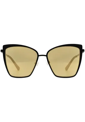 Becky Sunglasses in Matte Black/Gold Mirror