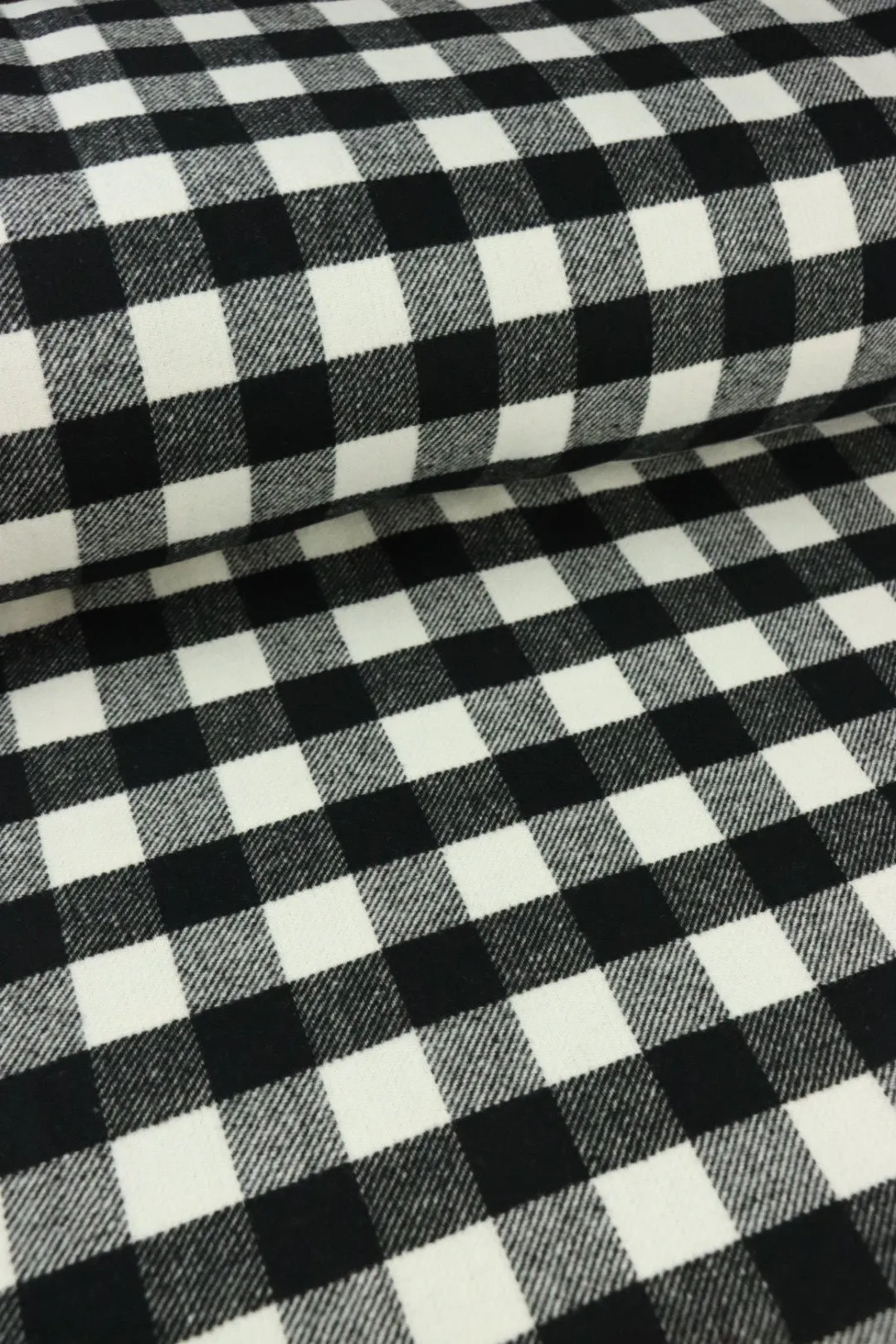 Black & Ivory 1" Buffalo Check Mid-Weight Woven Wool