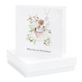 Boxed Christmas Holly Fairy Necklace Card