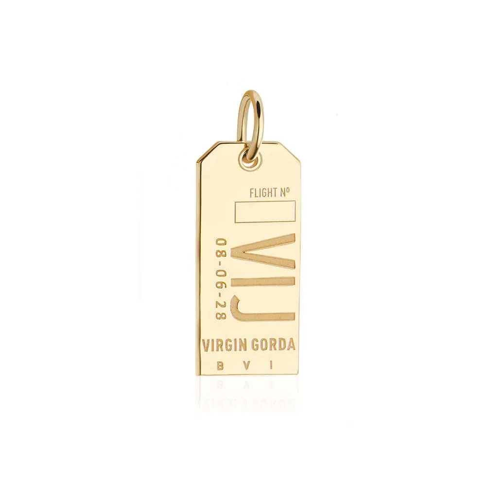 British Virgin Islands Caribbean VIJ Luggage Tag Charm Gold