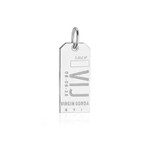 British Virgin Islands Caribbean VIJ Luggage Tag Charm Silver