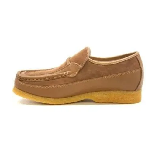 British Walkers Power Men's Tan Leather Crepe Sole Slip Ons