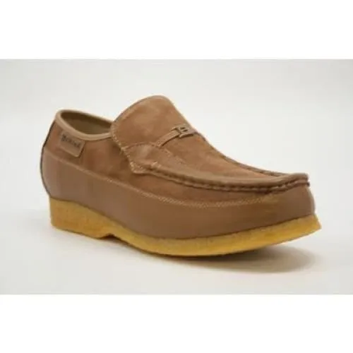 British Walkers Power Men's Tan Leather Crepe Sole Slip Ons