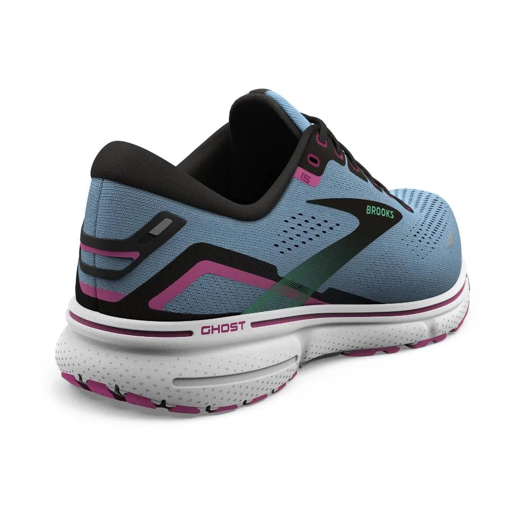 Brooks Ghost 15 (Womens) - Blue Bell/Black/Pink