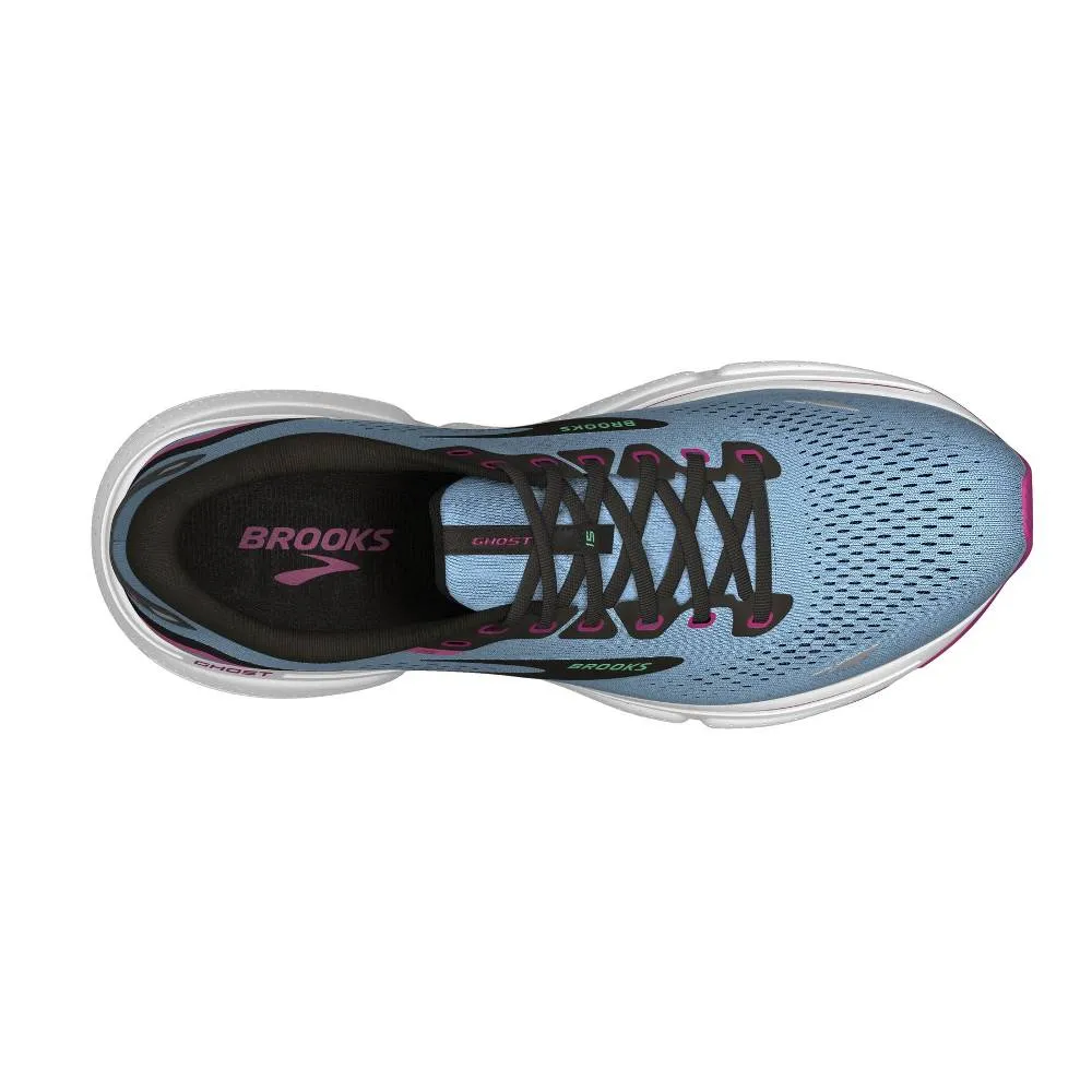 Brooks Ghost 15 (Womens) - Blue Bell/Black/Pink