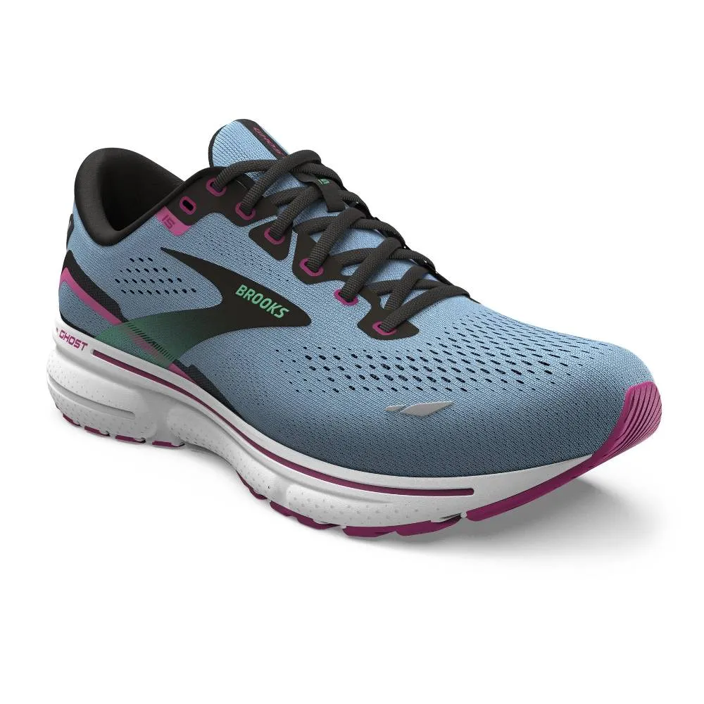 Brooks Ghost 15 (Womens) - Blue Bell/Black/Pink