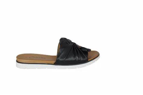 Cabello Yaz ~ Black ~ Coconut Tan ~ Leather Slide