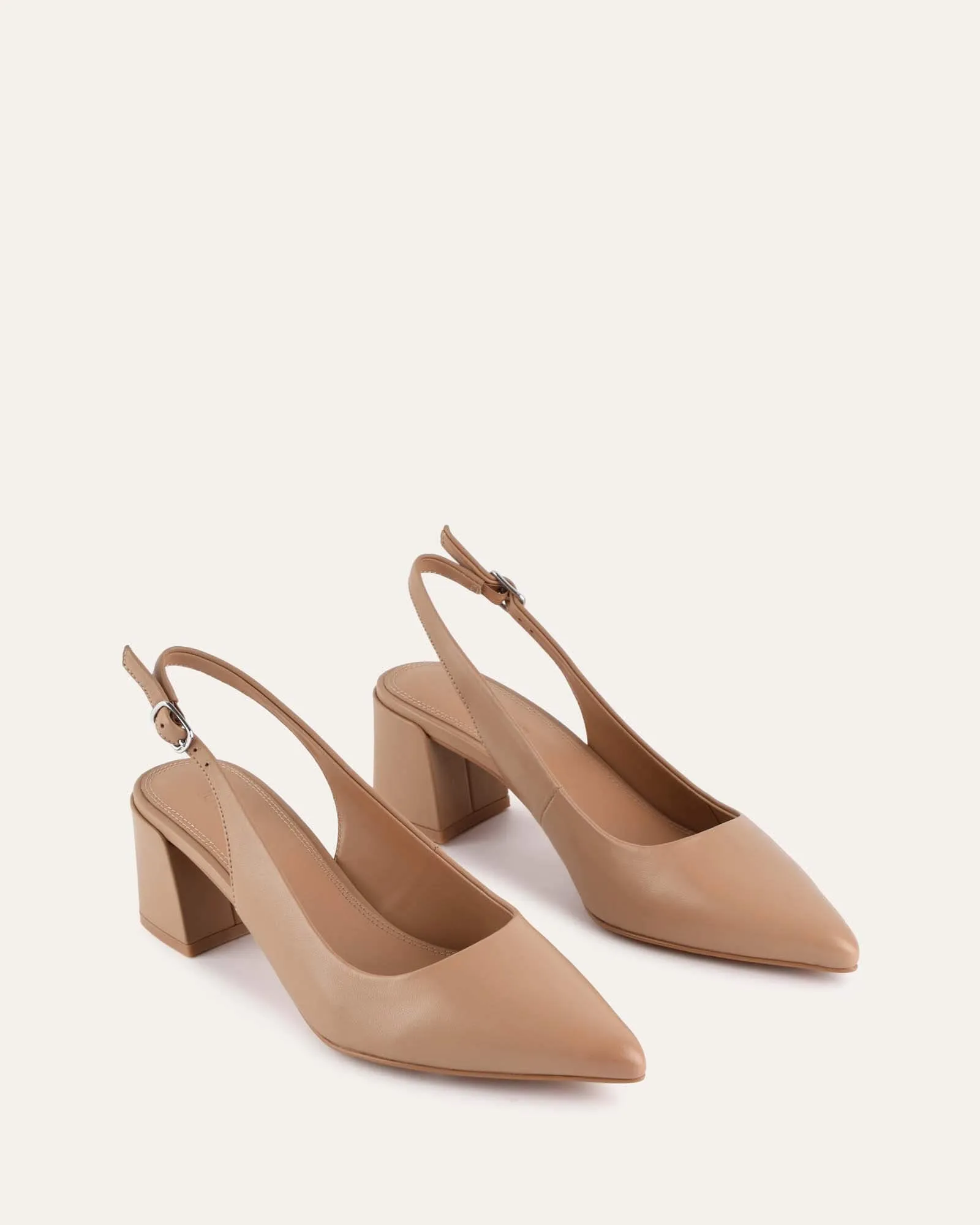 CARA LOW HEELS TAN LEATHER