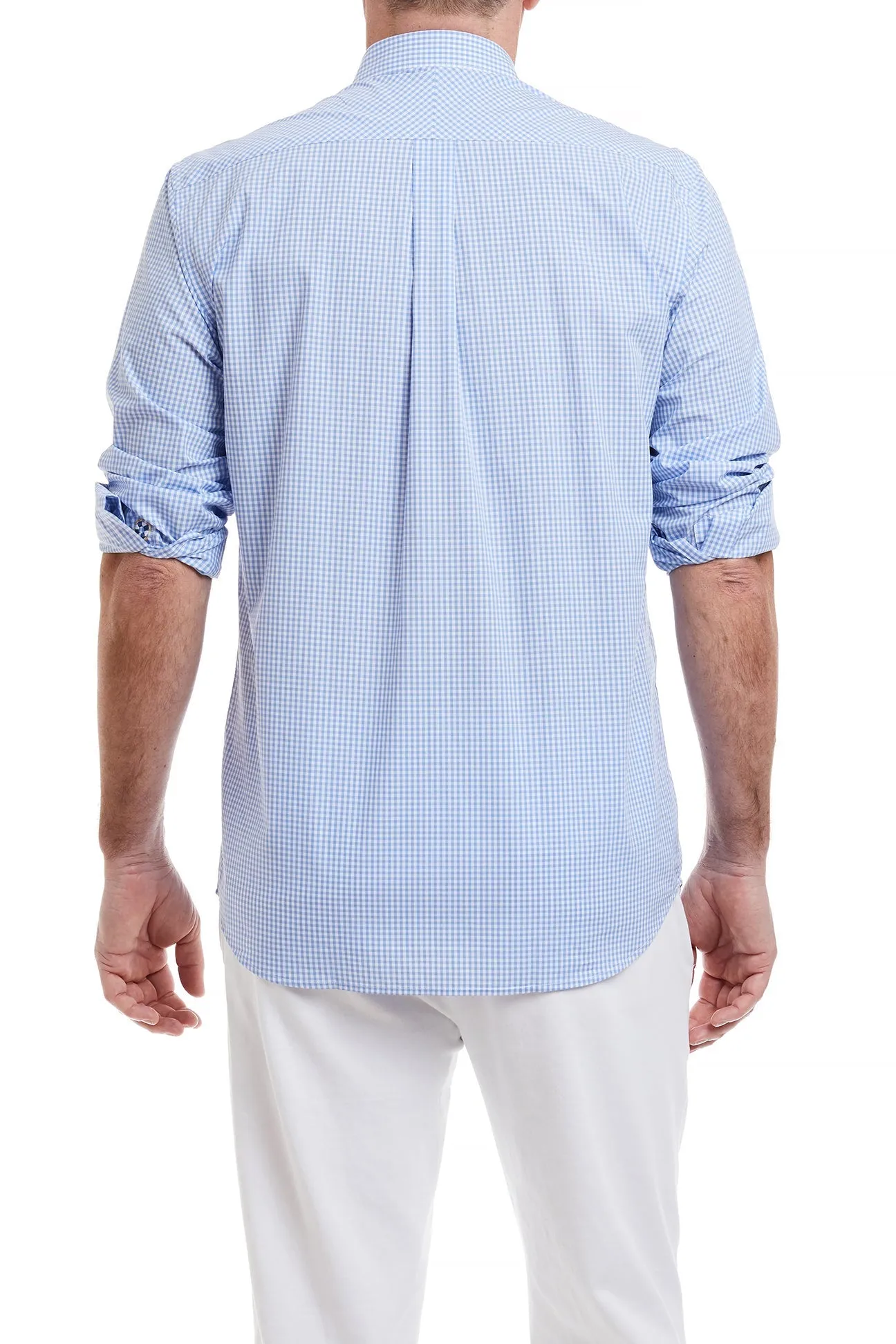 Chase Shirt Blue Gingham with Navy and Lt. Blue Grosgrain