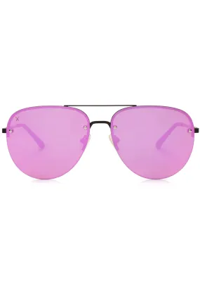 Cienega Sunglasses in Matte Black/Pink Mirror