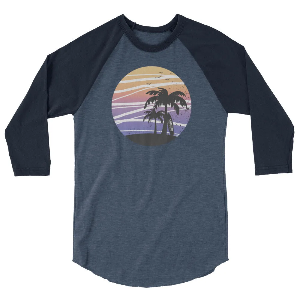 Coastline Summertime Sunset 3/4 Sleeve Raglan Shirt (Dark Colors)