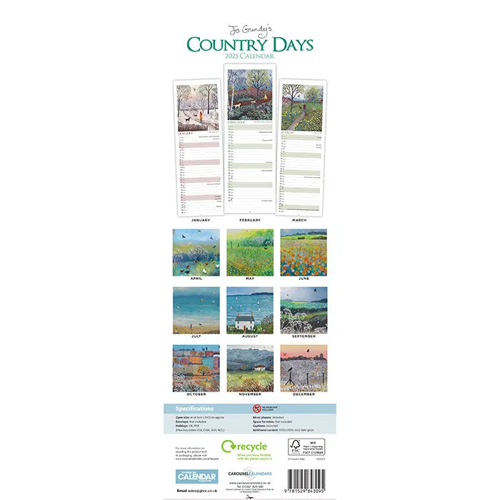 Country Days Slimline Calendar 2025