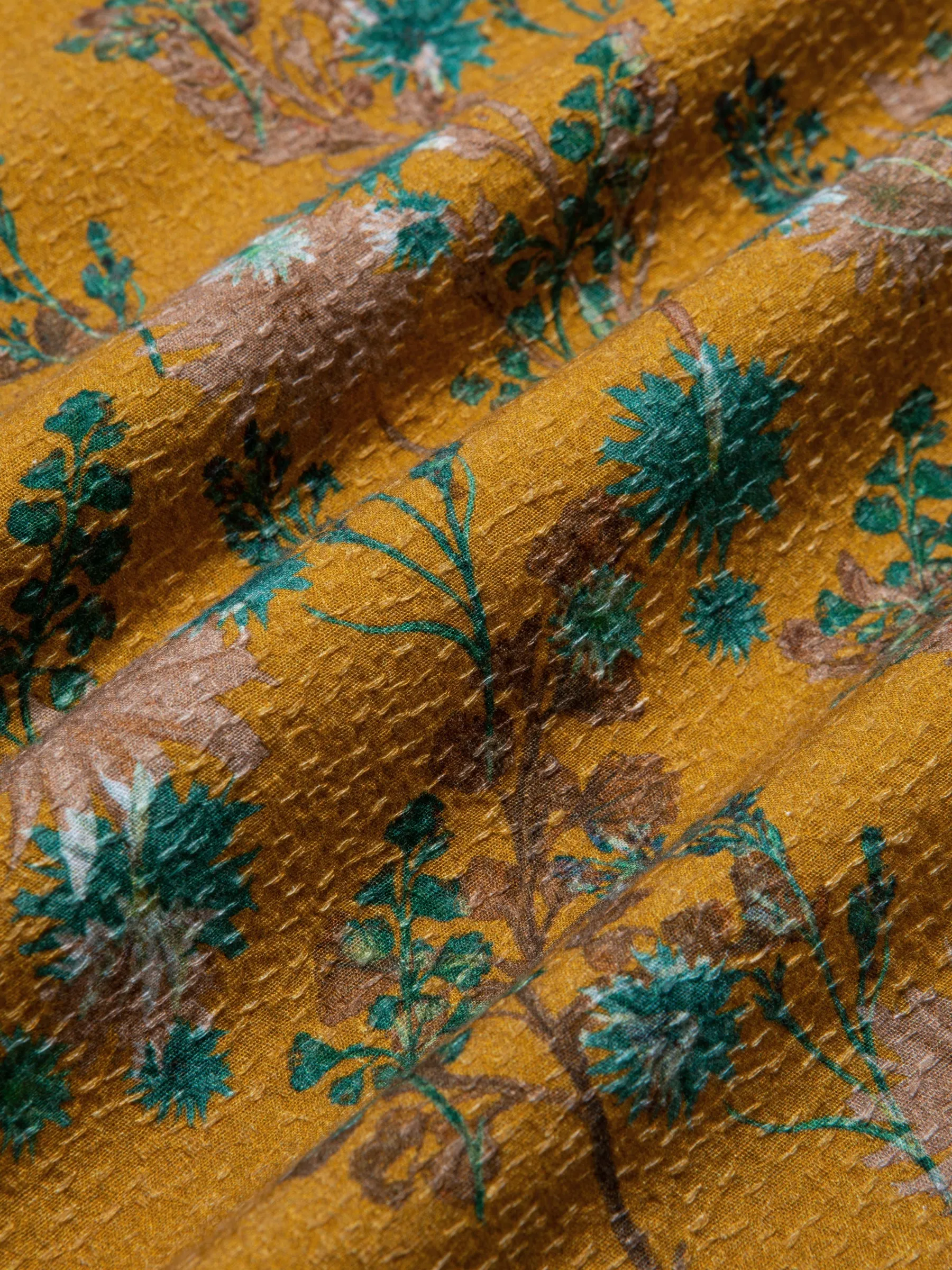 Crammond Shirt in Ochre Thistle Print