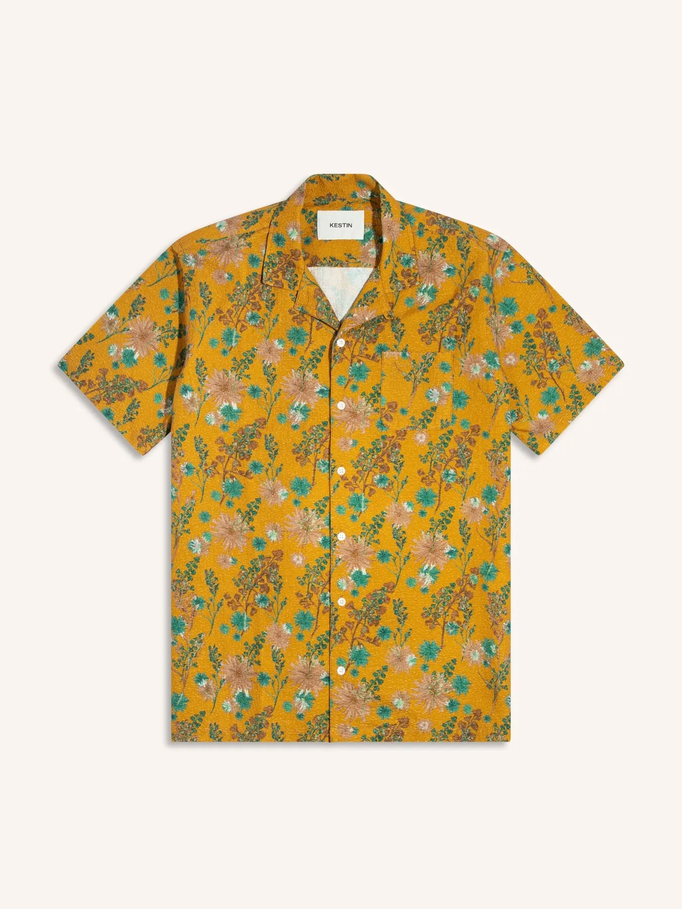 Crammond Shirt in Ochre Thistle Print