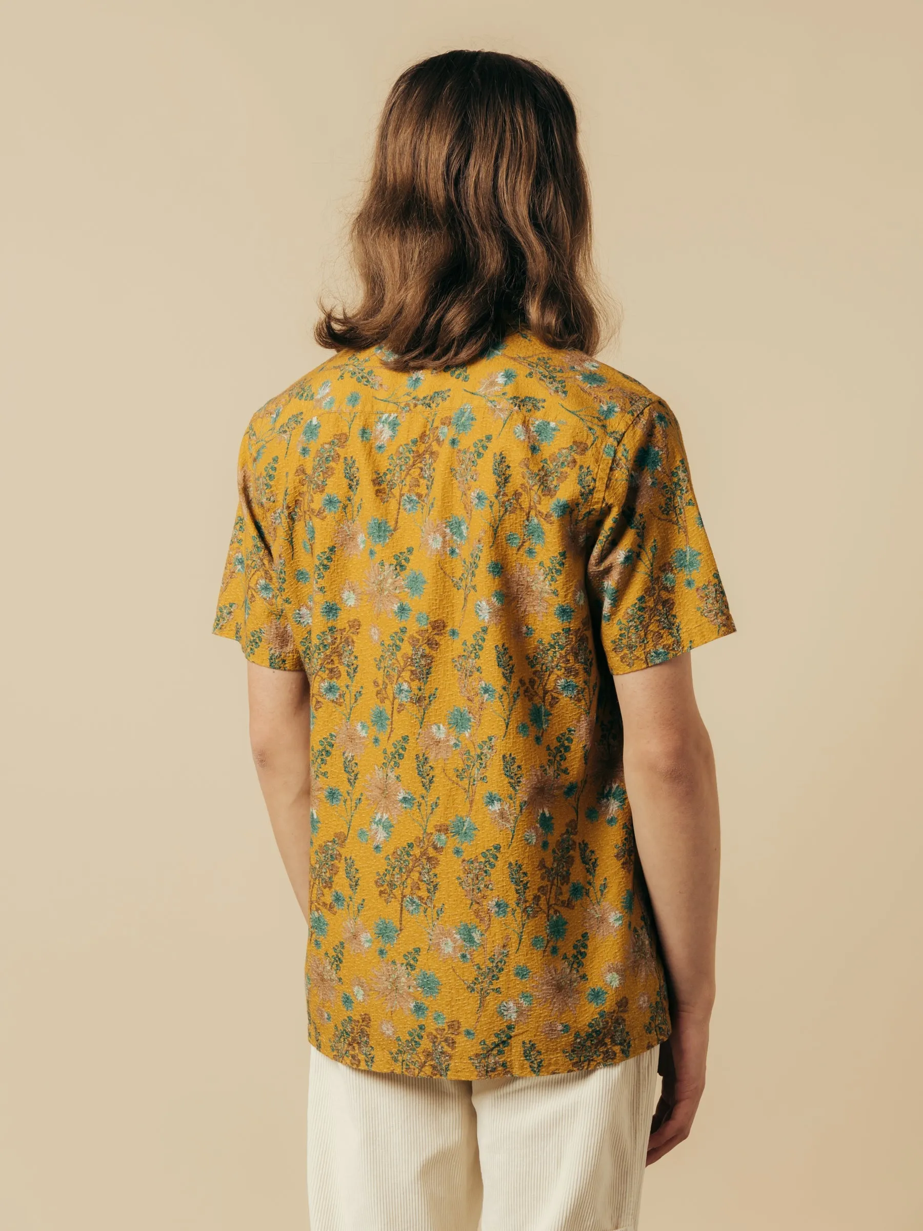 Crammond Shirt in Ochre Thistle Print