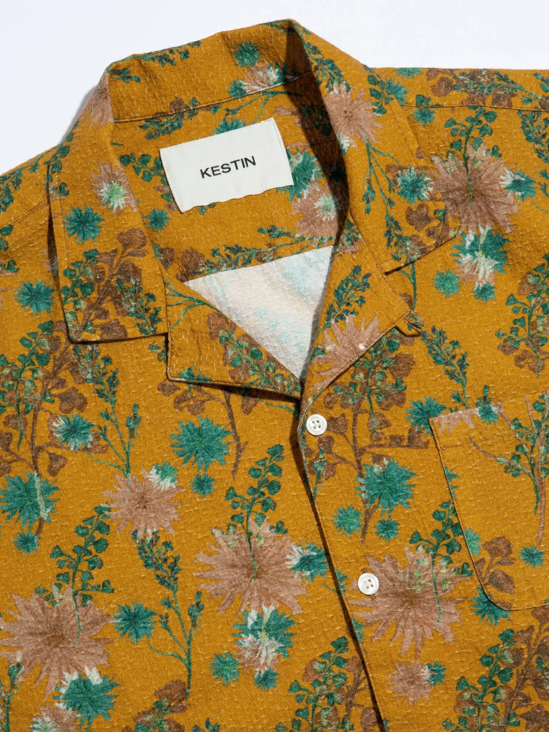 Crammond Shirt in Ochre Thistle Print