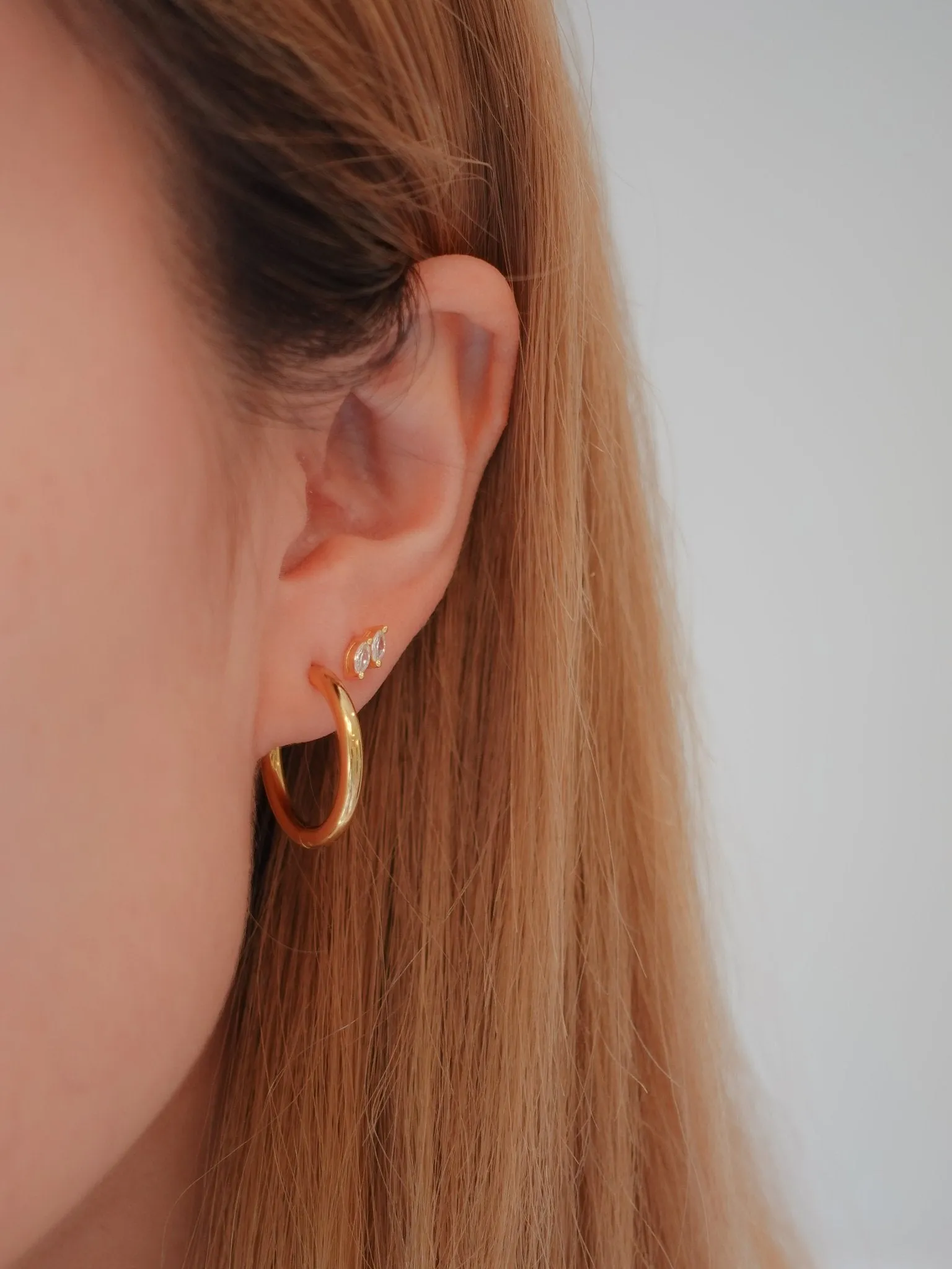 Duo Gem Threadless Flat Back Stud