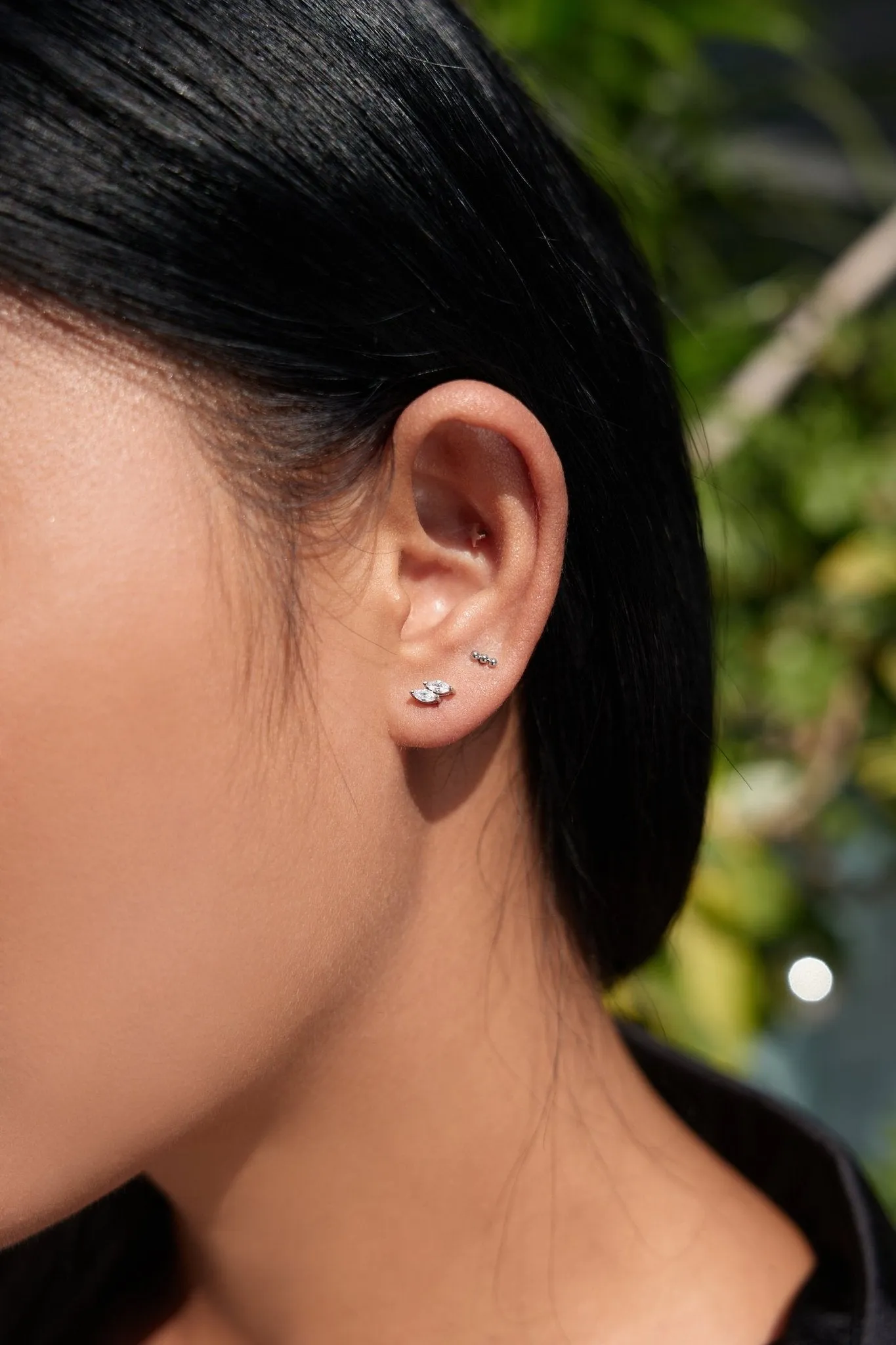 Duo Gem Threadless Flat Back Stud