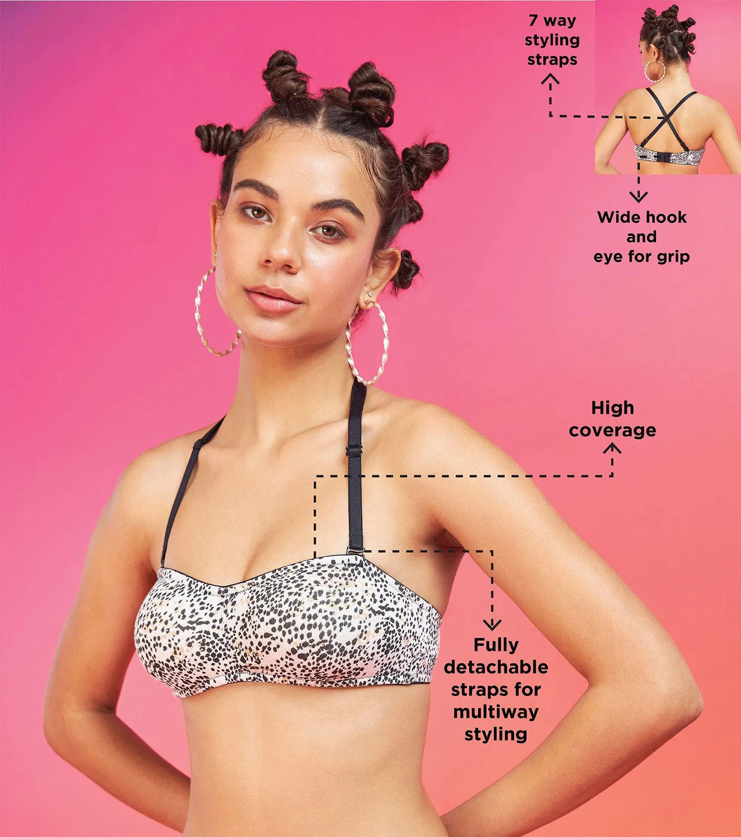 Enamor XO Cheetah Print Non-Wired Non Padded Multiway Bra - Nella