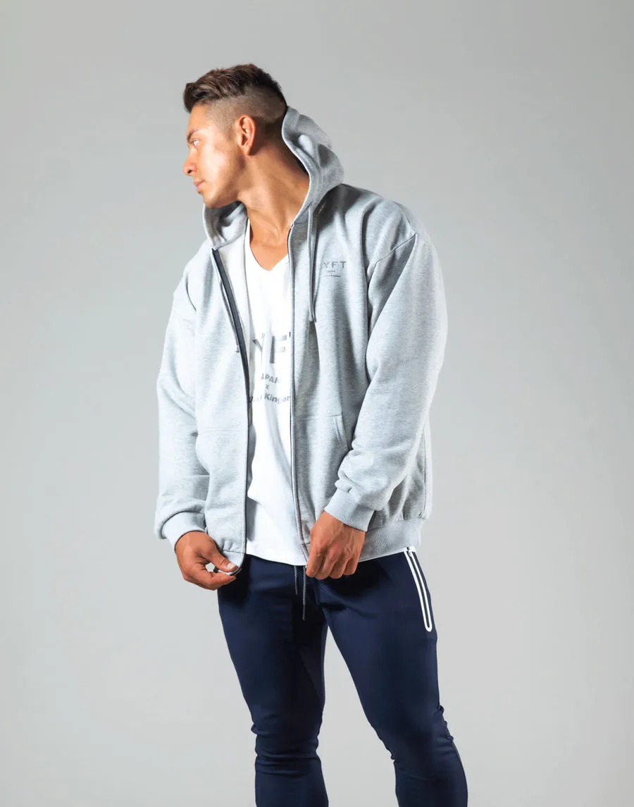 Flag Zip-Up Hoodie - Grey