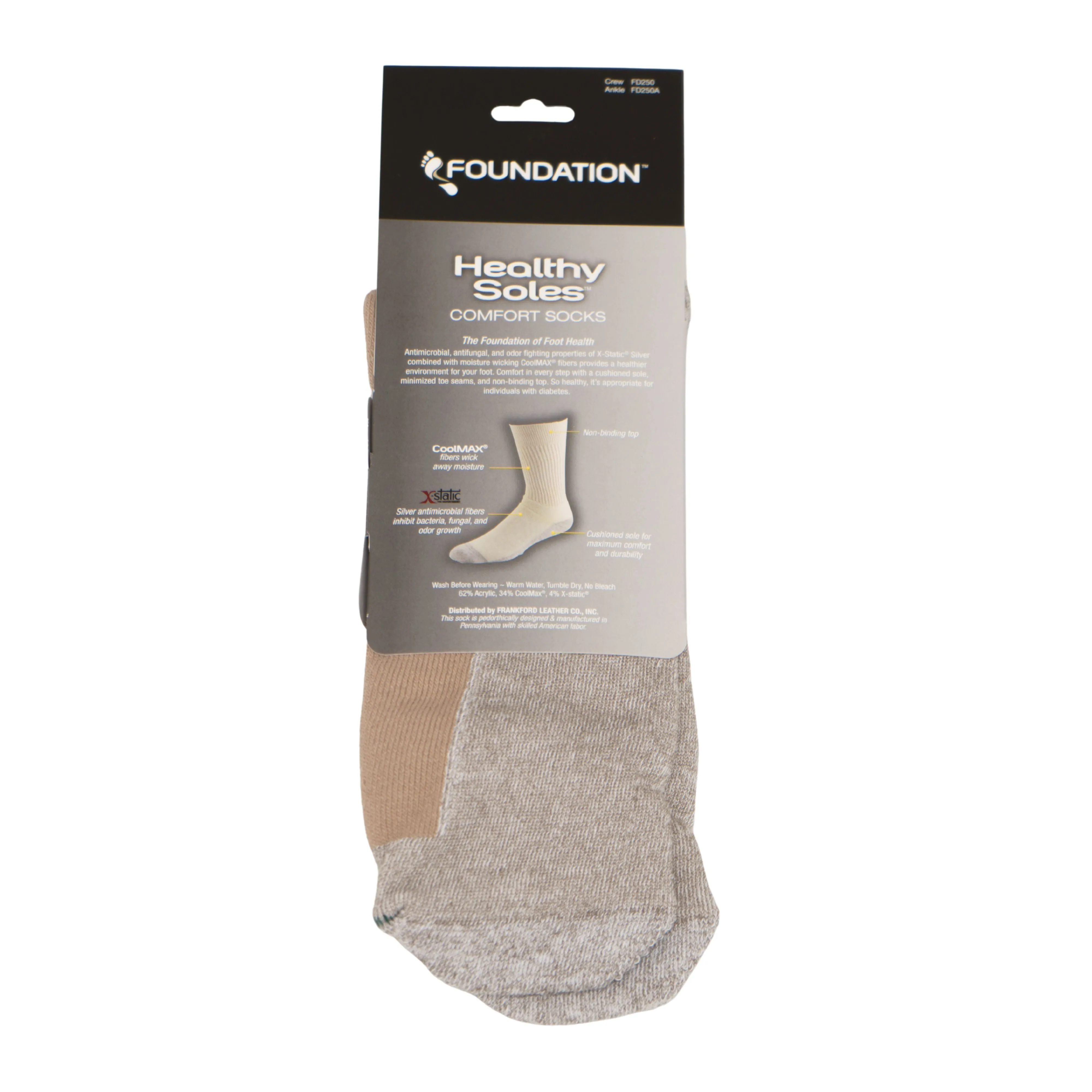 FOUNDATION® HEALTHY SOLES CIRCULATION ANKLE SOCKS - BEIGE