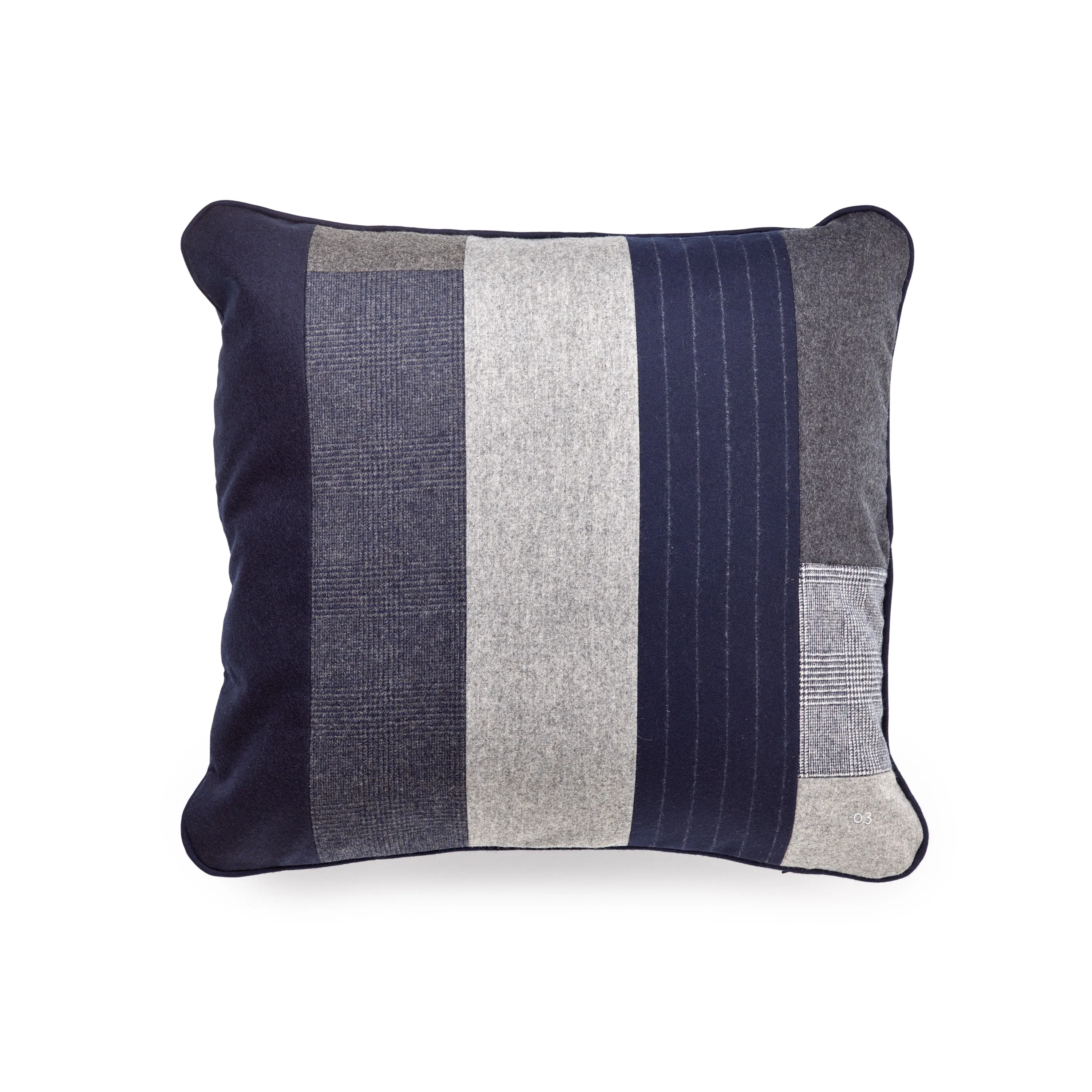 Fox Flannel Patchwork in Grey & Navy Cushion Cover