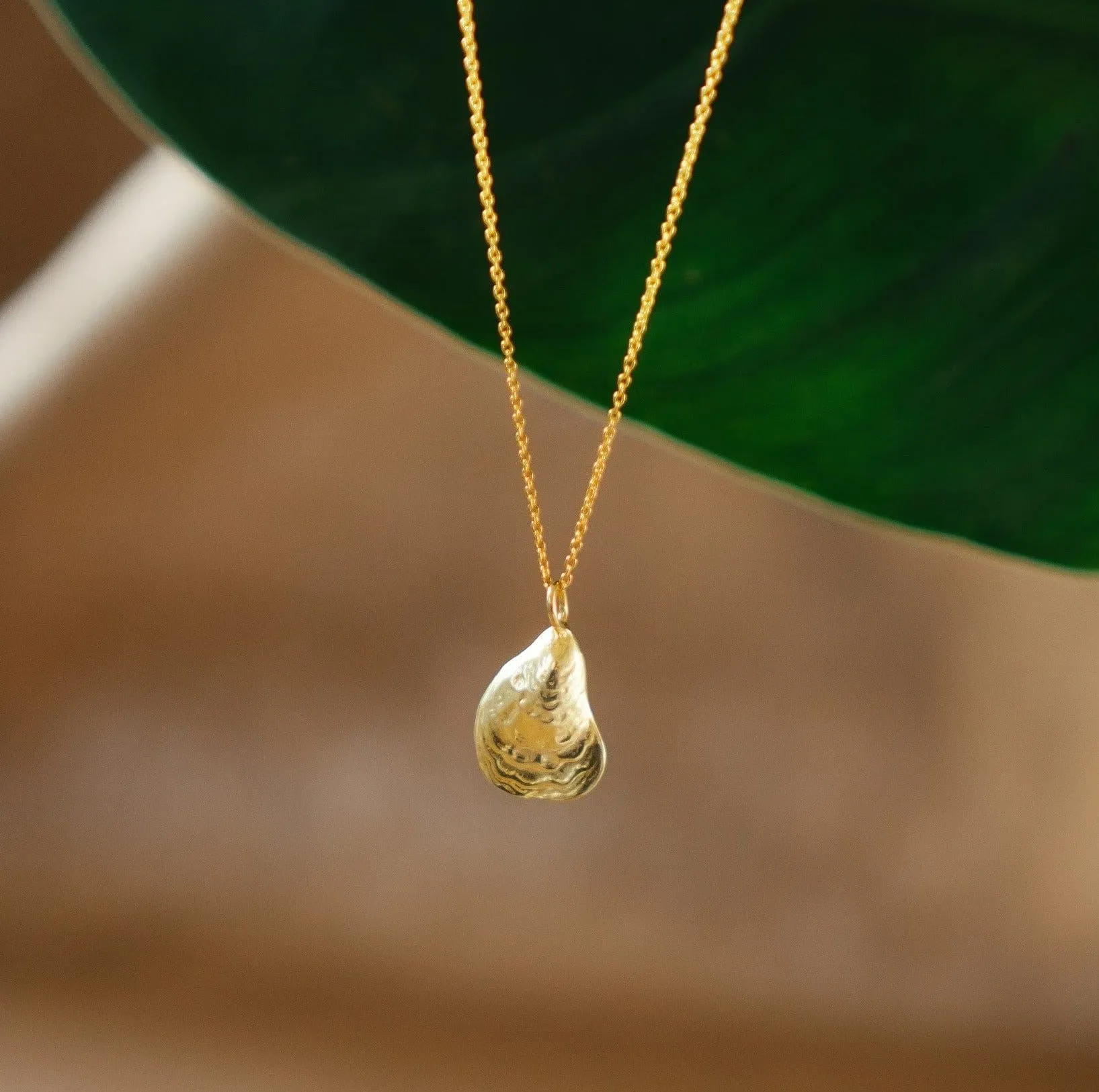 Gold or Silver Oyster Shell Pendant Necklace | By Lunar James