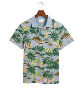 Hawaiian Print Polo Shirt - Multi