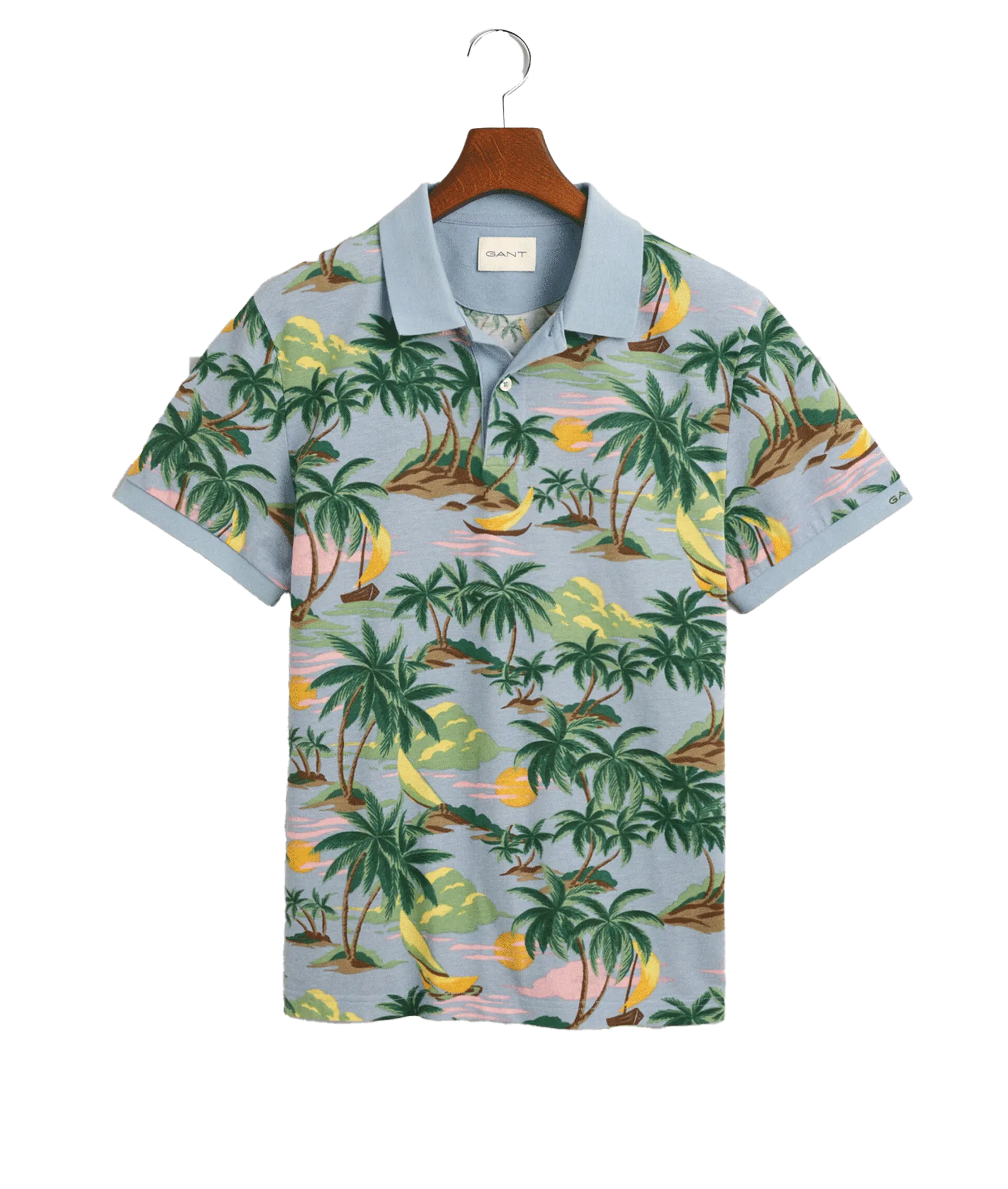 Hawaiian Print Polo Shirt - Multi