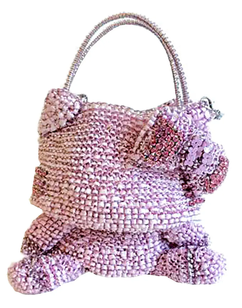 HELLO KITTY Anteprima 3D Woven Pink & Silver Wire and Ribbon HandBag