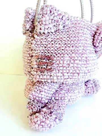 HELLO KITTY Anteprima 3D Woven Pink & Silver Wire and Ribbon HandBag