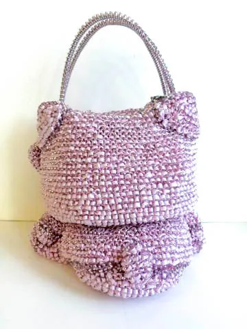 HELLO KITTY Anteprima 3D Woven Pink & Silver Wire and Ribbon HandBag