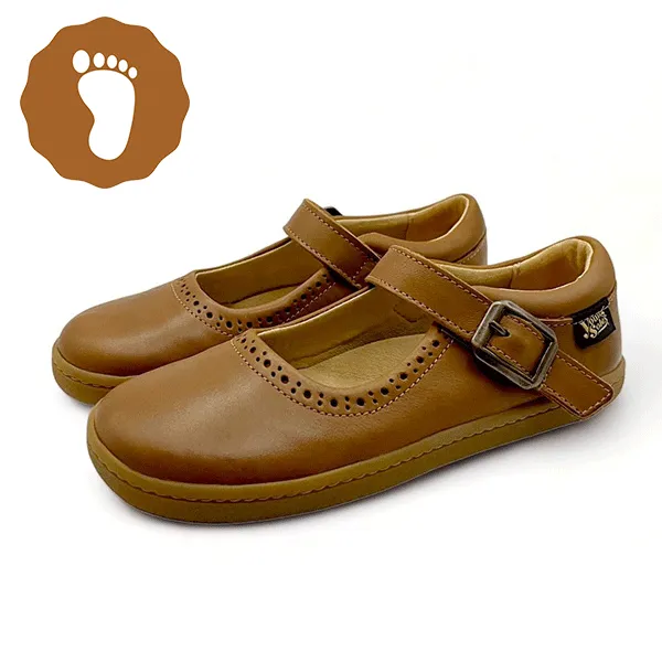 Holly Mary Jane Kids Barefoot Shoe Tan Leather